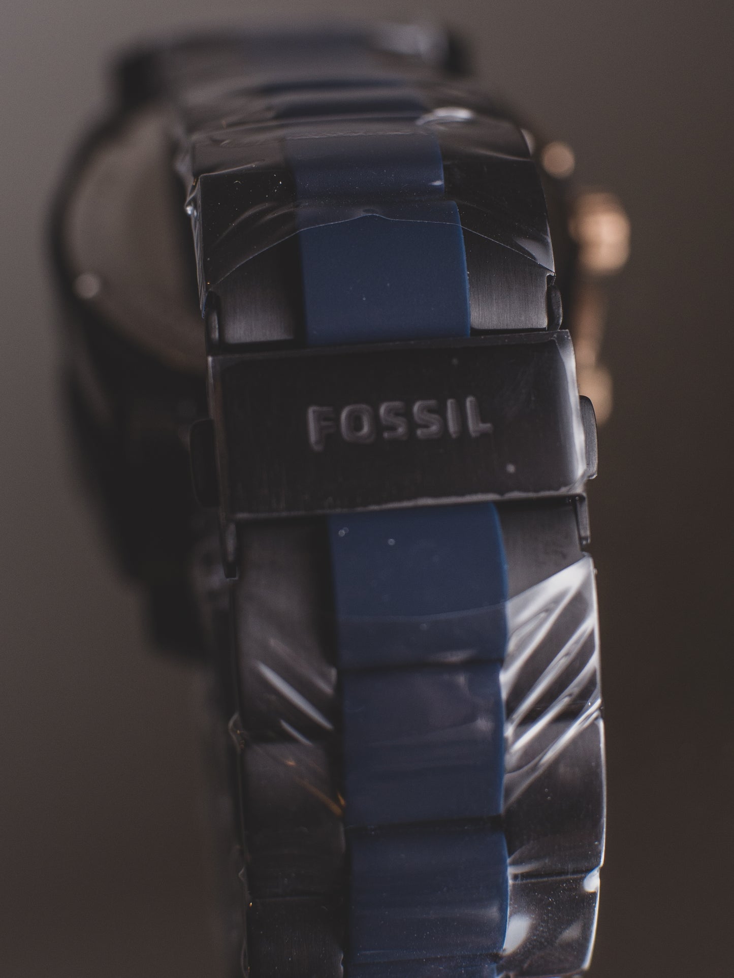 Reloj Fossil analógico para hombre, esfera negra, acero inoxidable, correa multicolor, FS5164