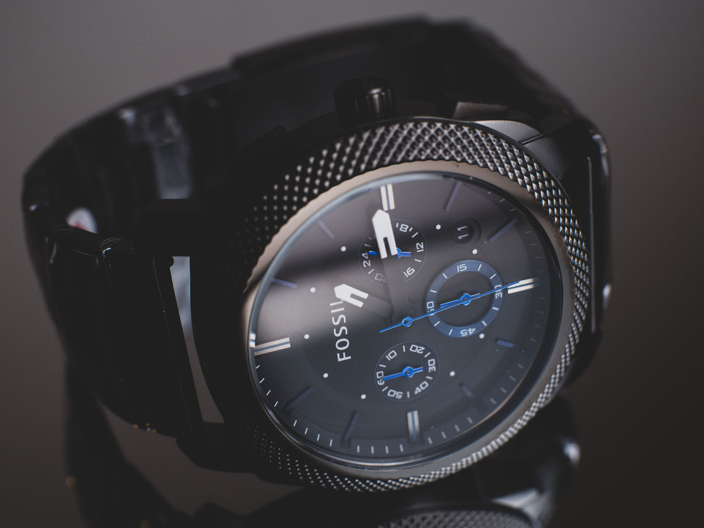 Reloj Fossil analógico de acero inoxidable con esfera y correa negras para hombre - FS4552