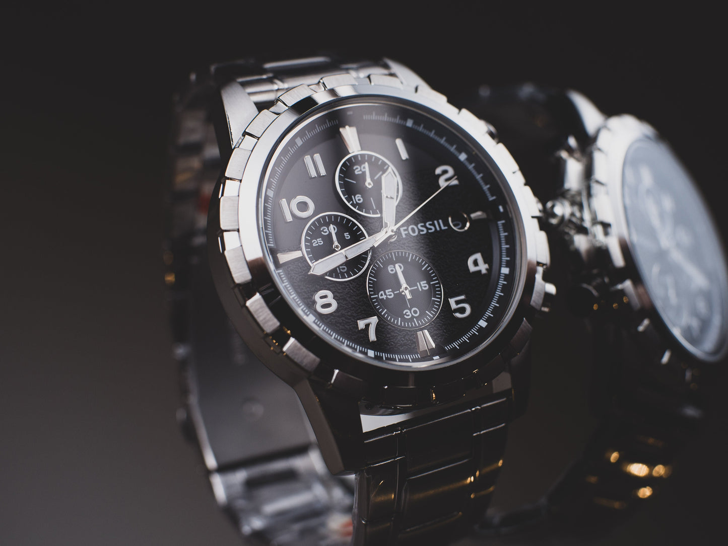 Reloj cronógrafo Fossil Dean con esfera negra para hombre FS4542