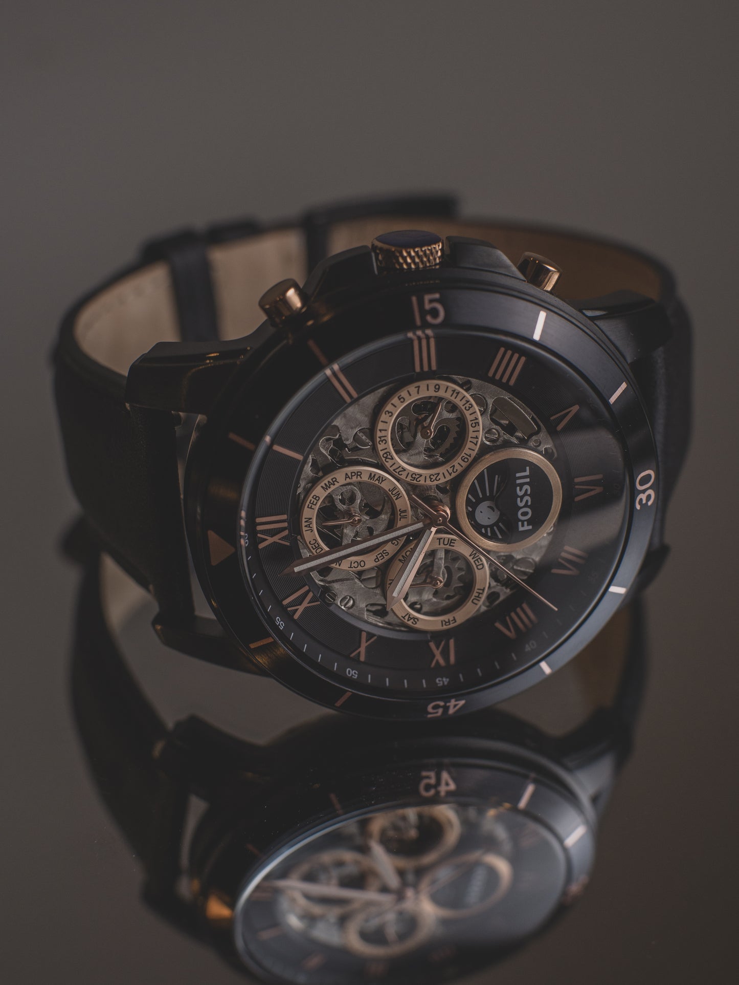 Reloj mecánico automático de acero inoxidable y cuero Grant Sport de Fossil para hombre-ME3138