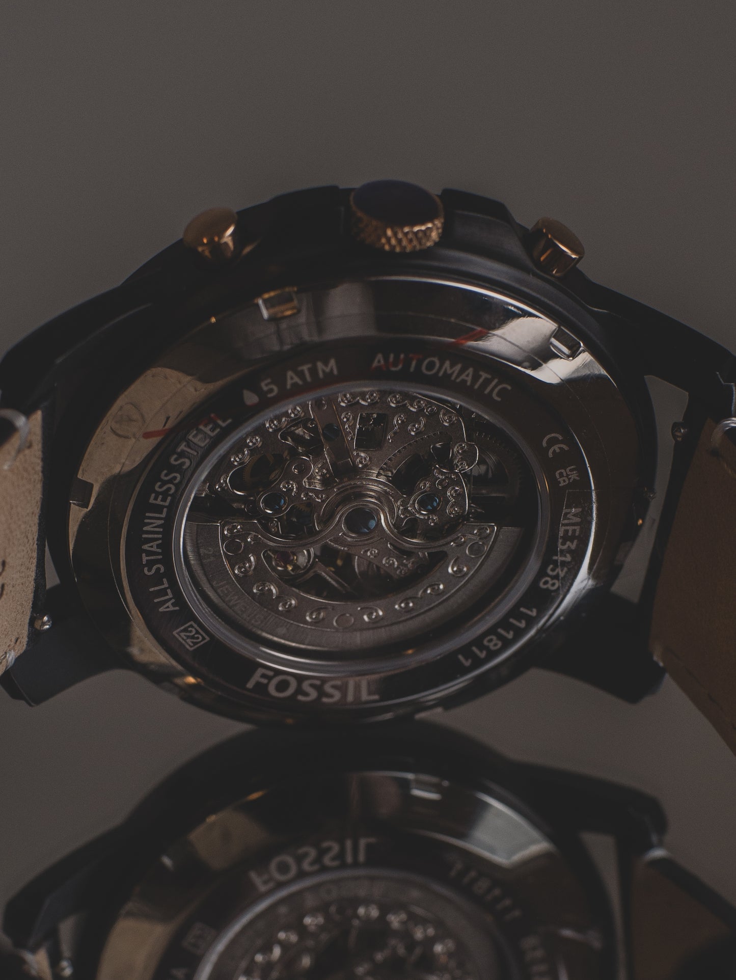 Reloj mecánico automático de acero inoxidable y cuero Grant Sport de Fossil para hombre-ME3138