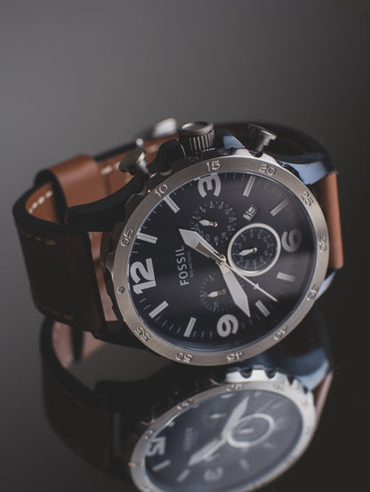 Fossil  Reloj Nate, Análogo, Redondo para Hombre - JR1487