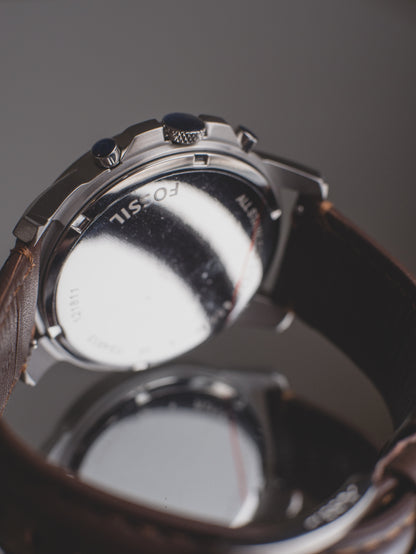 Reloj Fossil Grant para hombre con cronógrafo y correa de cuero genuino  FS4813