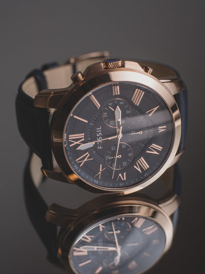 Reloj Fossil Grant para hombre con cronógrafo y correa de cuero genuino FS4835