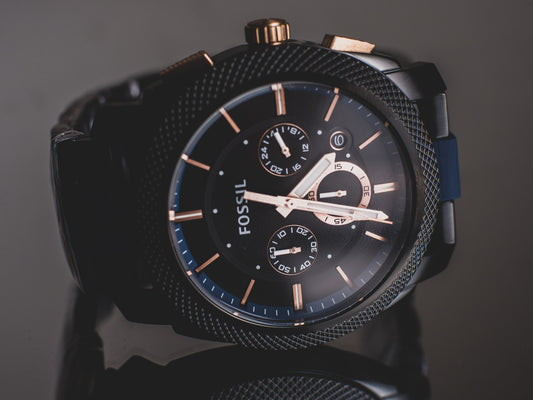 Reloj Fossil analógico para hombre, esfera negra, acero inoxidable, correa multicolor, FS5164