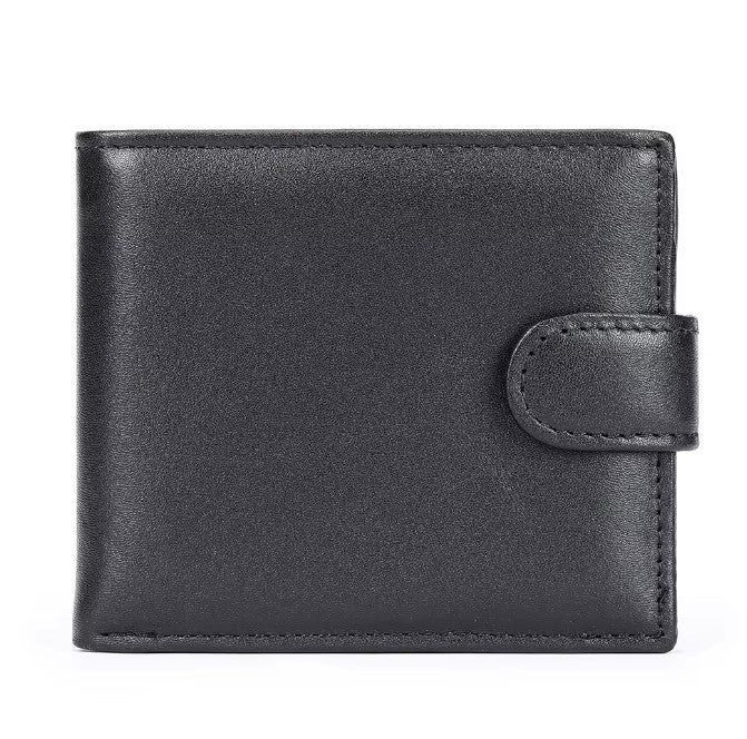 Billetera de Cuero Genuino 1176 - Negro Liso