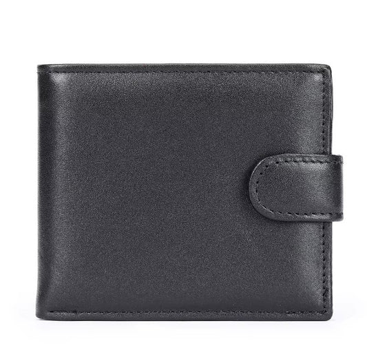Billetera de Cuero Genuino 1176 - Negro Liso