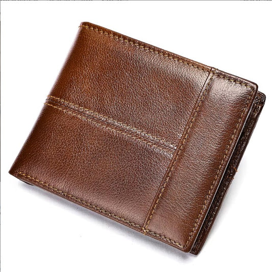 Billetera de Cuero Genuino 8064 - Café Rojizo