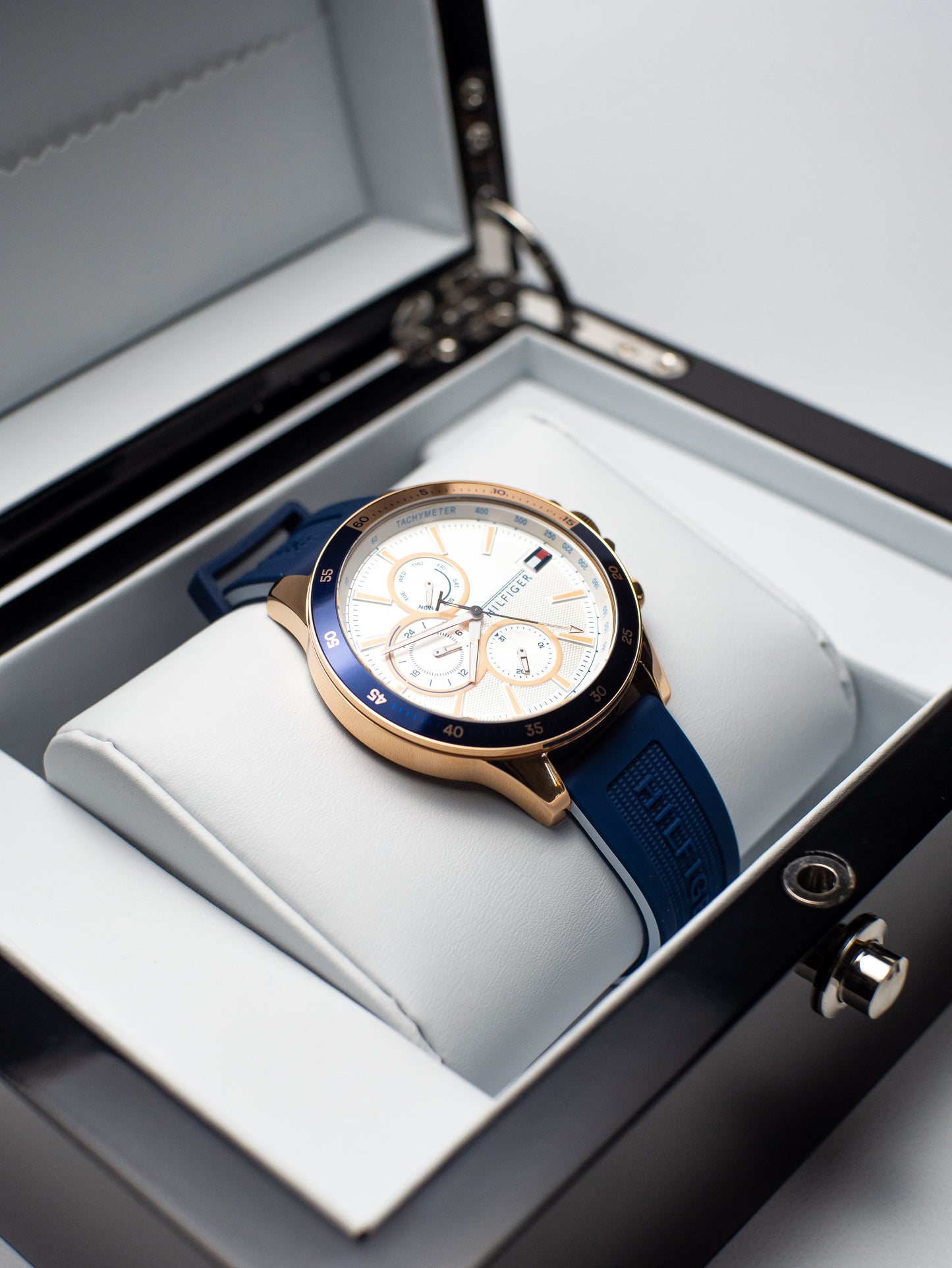 Reloj Tommy Hilfiger Decker para Hombre - Silicona Azul y Oro Rosa - 1791778