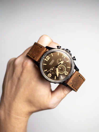 Fossil  Reloj Nate, Análogo, Redondo para Hombre - JR1487