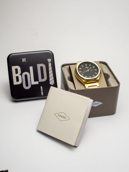 Fossil Evanston Multi-Función Negro Dorado BQ2611