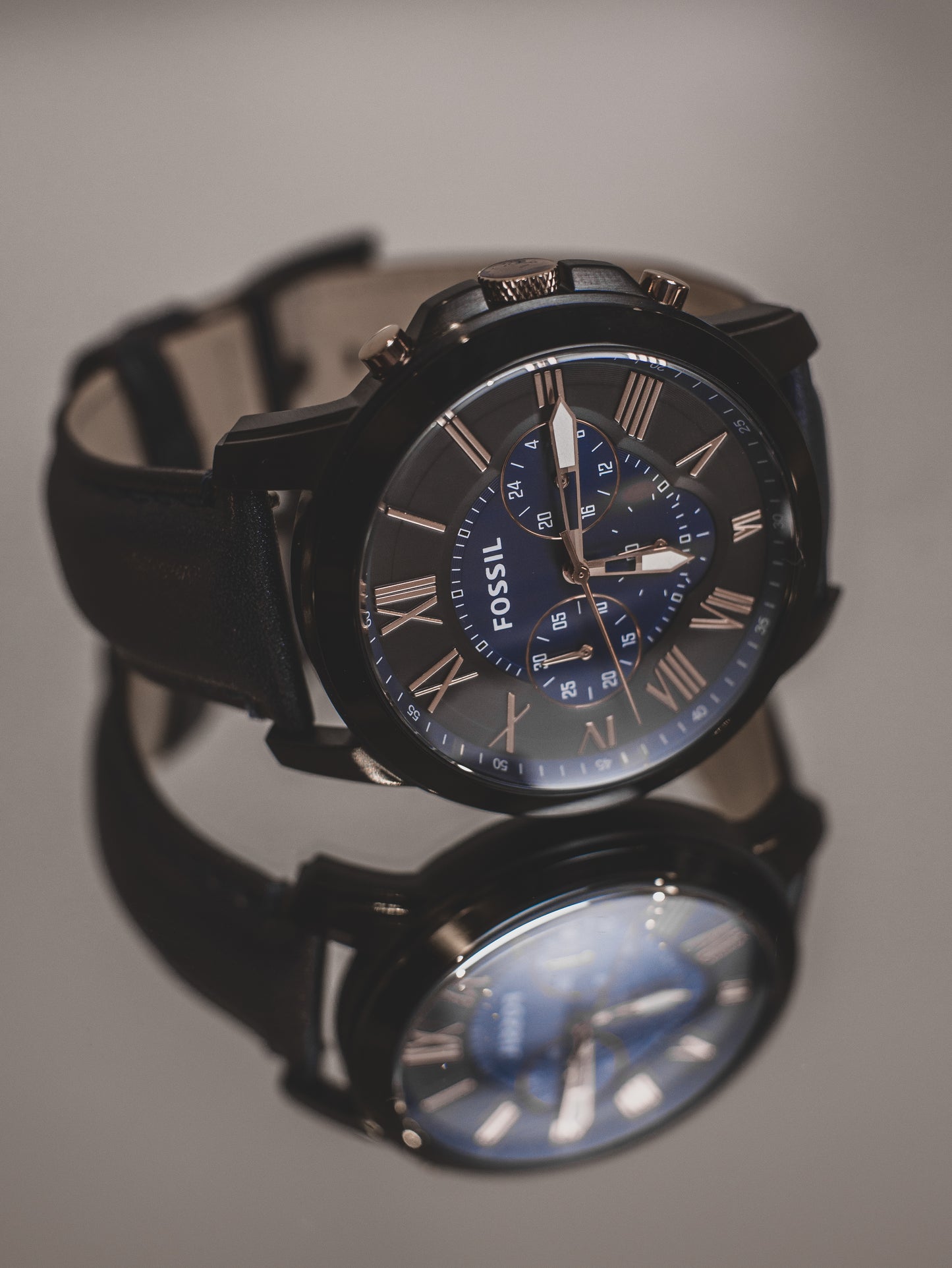 Reloj Fossil Grant para hombre con cronógrafo y correa de cuero genuino FS5061