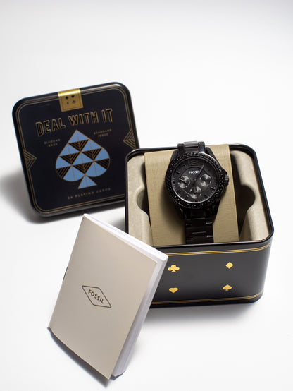 Reloj Fossil Riley Multifunción para Mujer – Acero Negro y Cristales (ES4519)