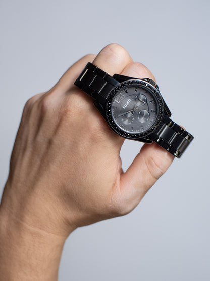 Reloj Fossil Riley Multifunción para Mujer – Acero Negro y Cristales (ES4519)