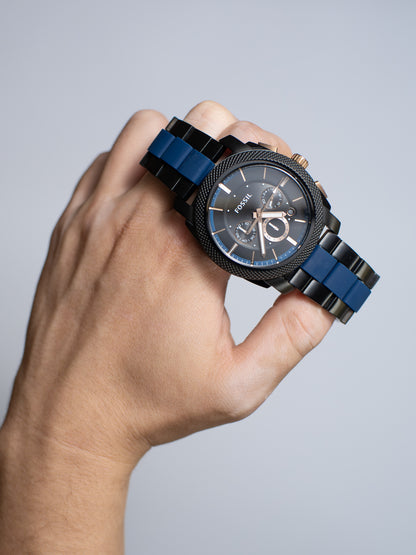Reloj Fossil Machine Chronograph – Acero Inoxidable Azul y Negro FS5164