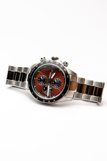 Fossil Autocross Multi-Función Rojo Plateado BQ2895