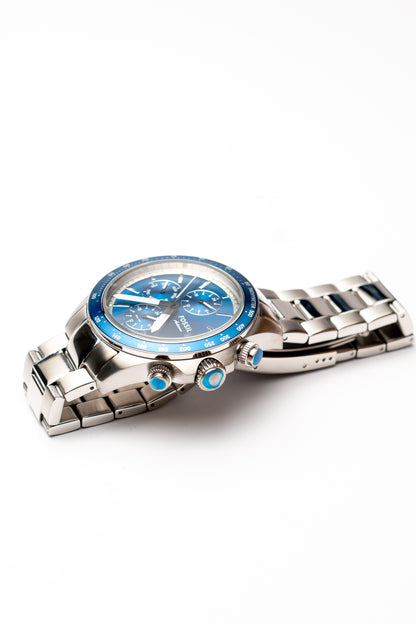 Fossil Autocross Multi-Función Azul Plateado BQ2869
