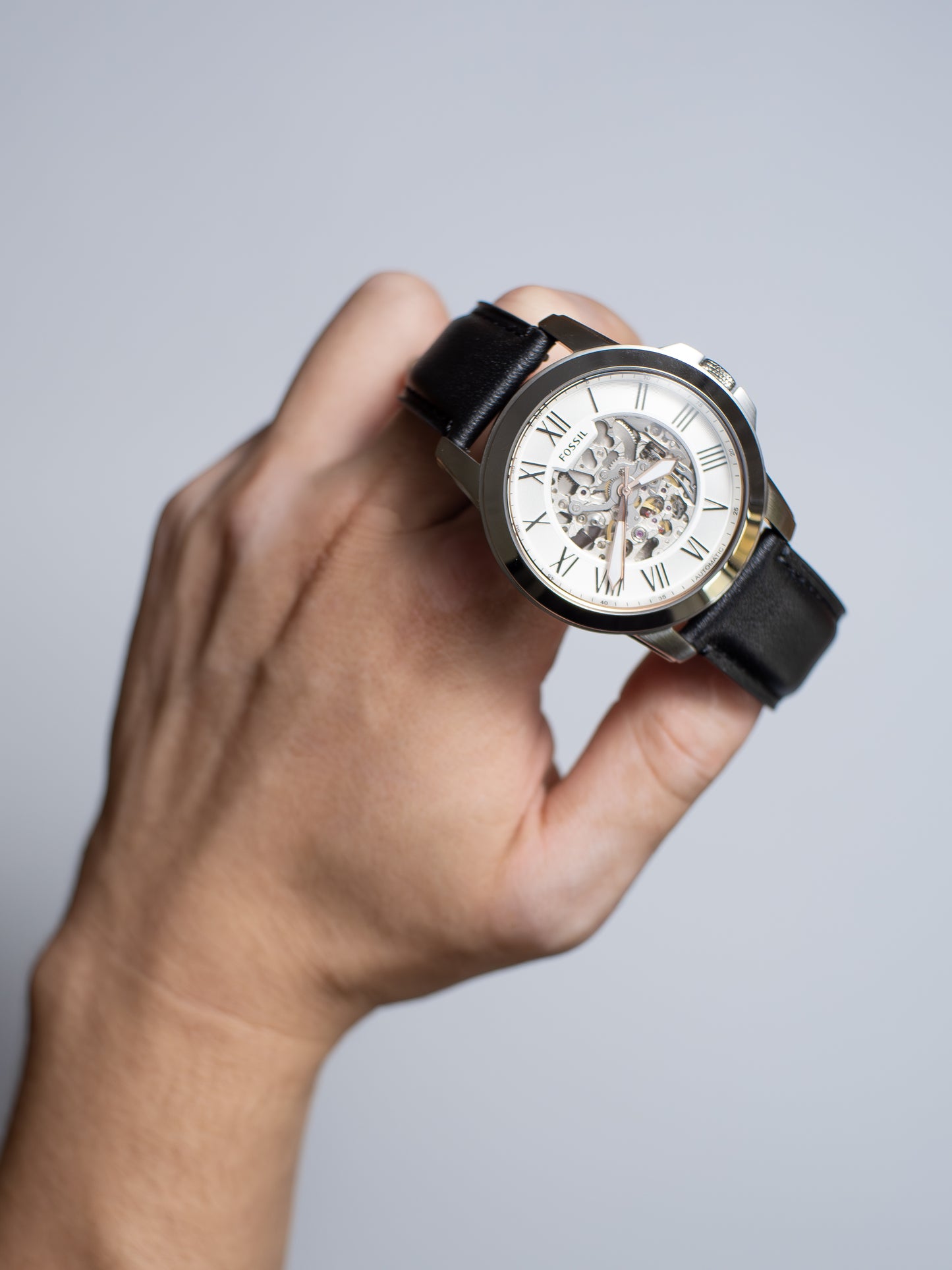 Reloj Fossil Grant Automático – Esqueleto de Cuero Negro ME3101