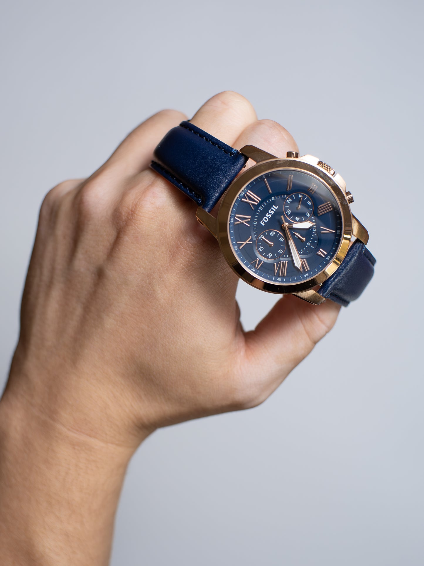 Reloj Fossil Grant Chronograph – Azul y Oro Rosa FS4835