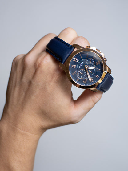 Reloj Fossil Grant Chronograph – Azul y Oro Rosa FS4835