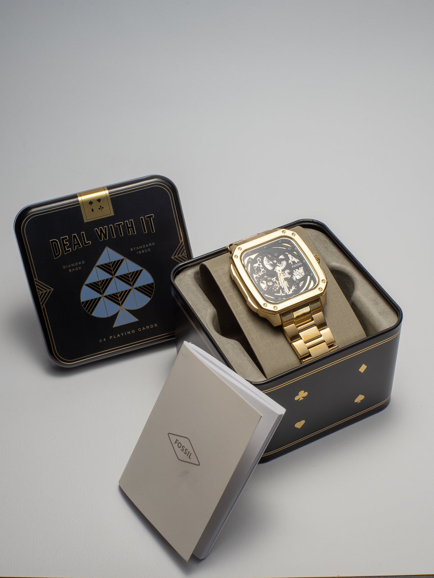 Reloj Fossil Inscription Automático – Esqueleto Dorado BQ2573