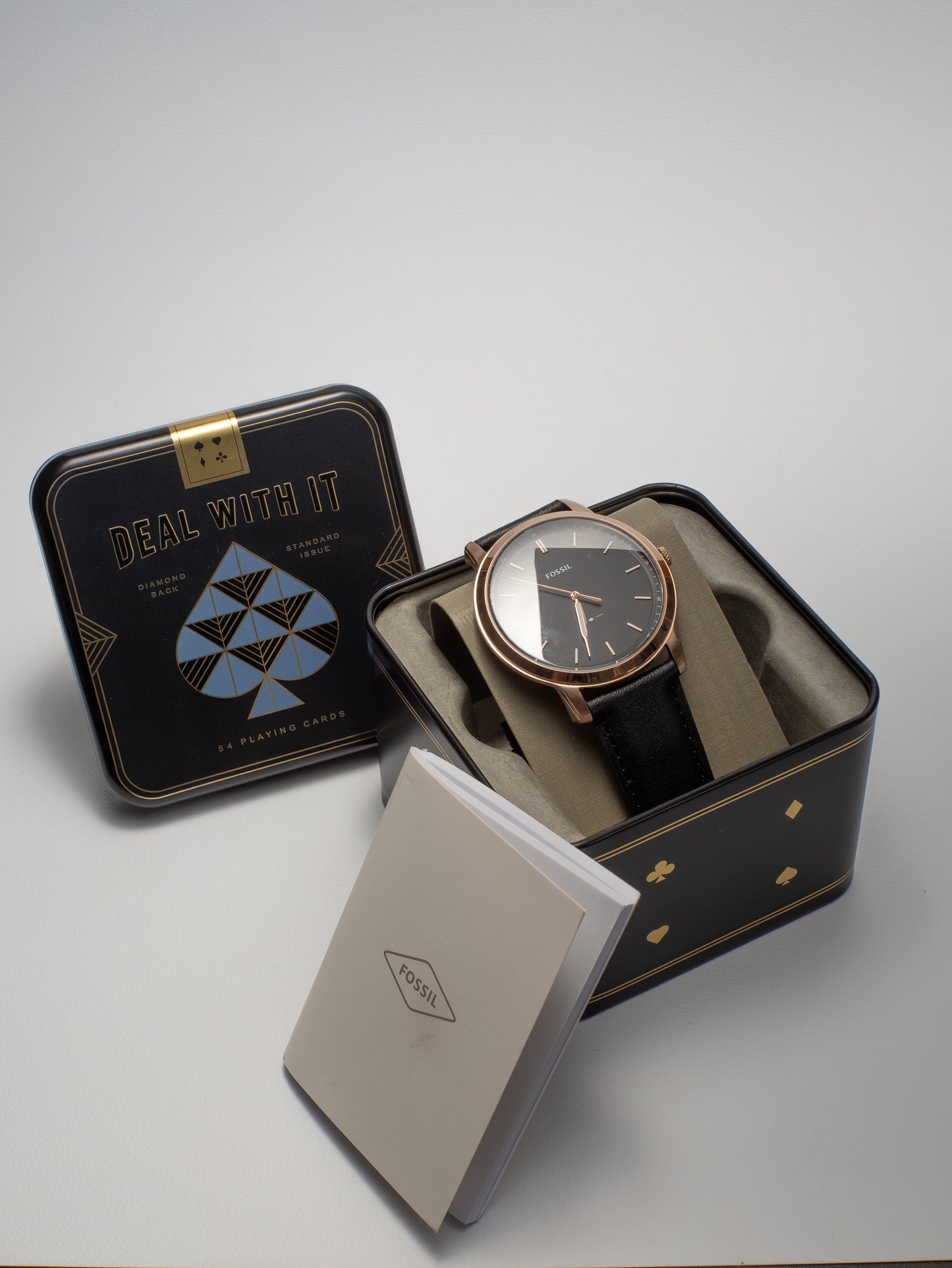 Reloj Fossil The Minimalist para Hombre - Oro Rosa y Cuero Negro FS5376