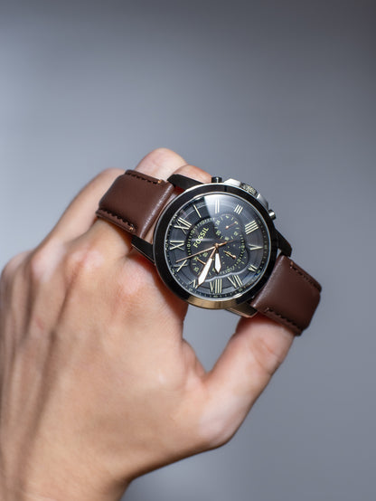 Reloj Fossil Grant Chronograph – Cuero Marrón y Dial Negro FS4813