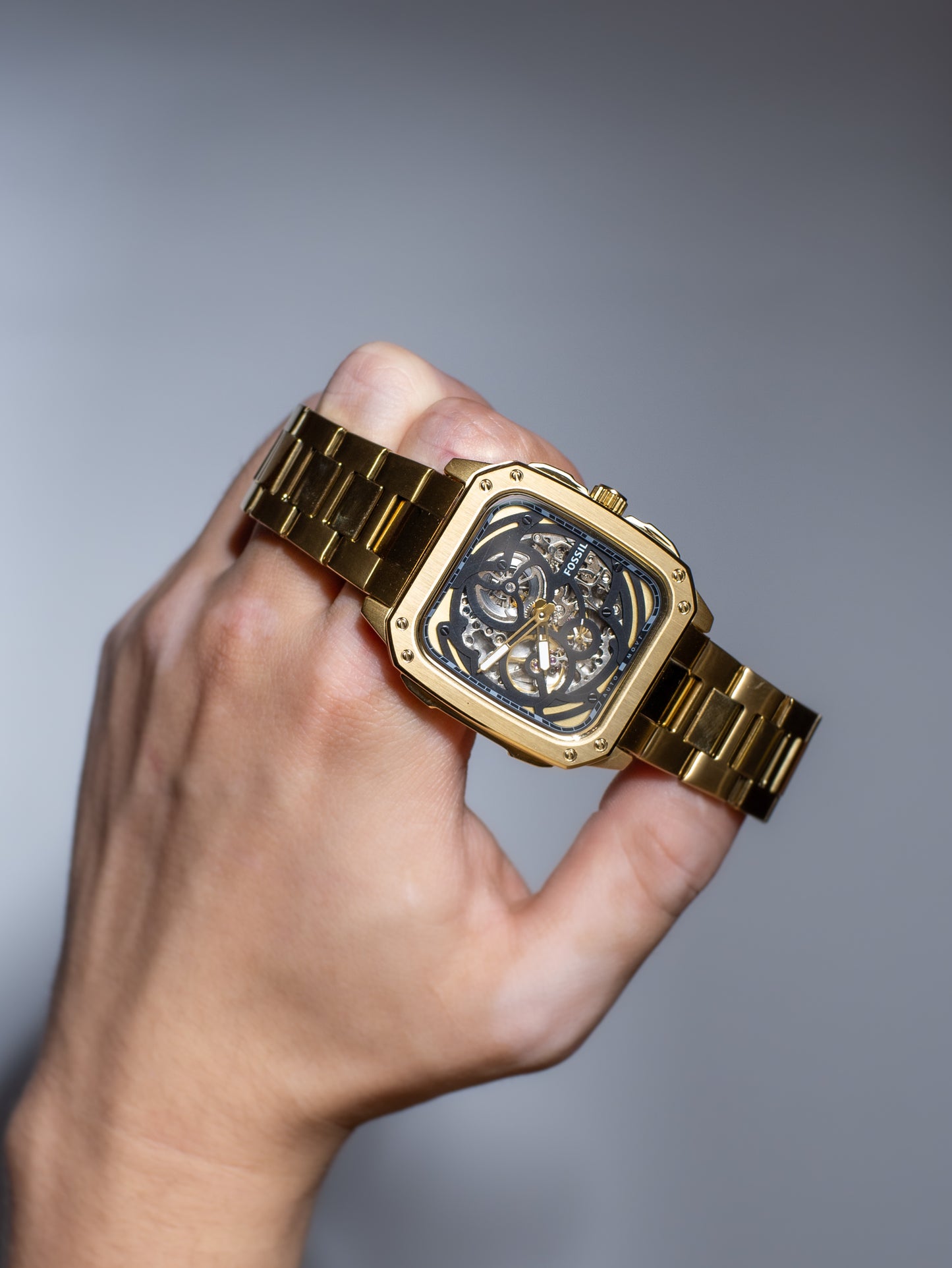 Reloj Fossil Inscription Automático – Esqueleto Dorado BQ2573