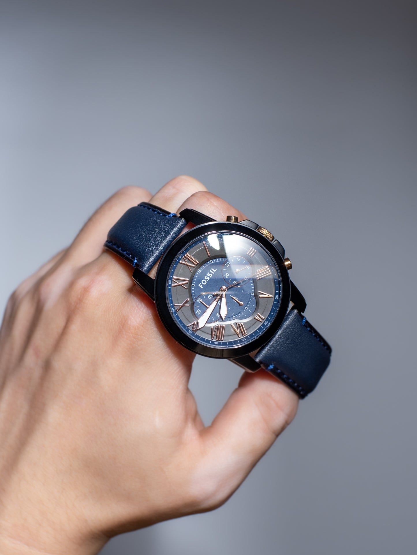 Reloj Fossil Grant Chronograph – Azul Navy y Detalles Cobre FS5061
