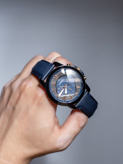 Reloj Fossil Grant Chronograph – Azul Navy y Detalles Cobre FS5061