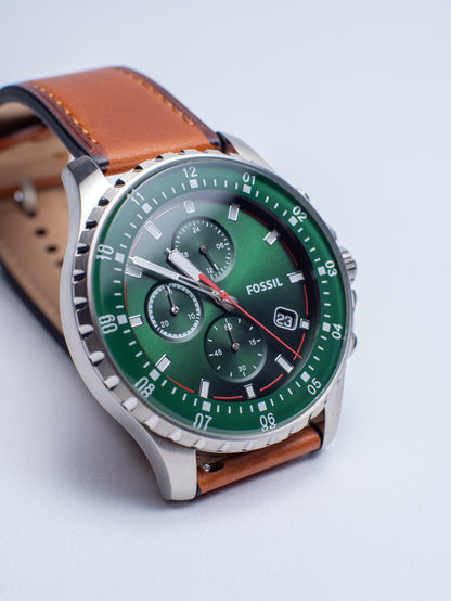 Reloj Fossil Dillinger Chronograph – Esfera Verde y Cuero FS5734