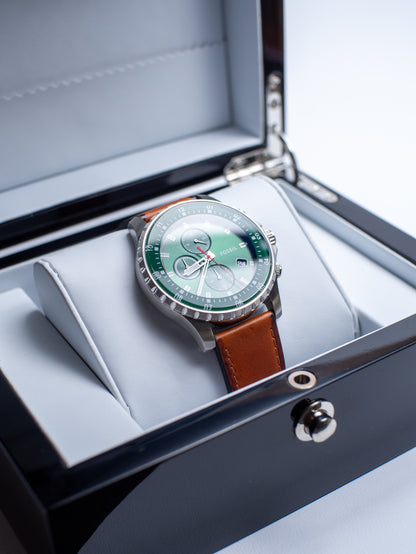 Reloj Fossil Dillinger Chronograph – Esfera Verde y Cuero FS5734