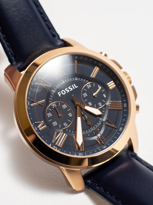 Reloj Fossil Grant Chronograph – Azul y Oro Rosa FS4835